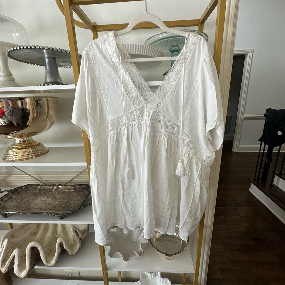 WHITE SWIM COVER UP - RUNS LARGE